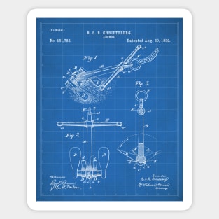 Ships Anchor Patent - Anchor Art - Blueprint Sticker